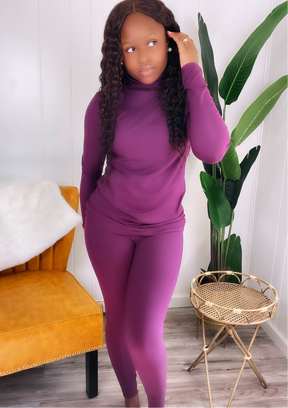 Turtleneck | Legging Set (Dark Plum)